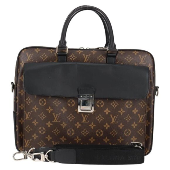 LOUIS VUITTON Monogram Macassar Soft briefcase Bag 2way M56719 LV Auth 118897M - Picture 1 of 15